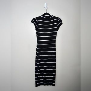 Black and white striped bodycon dress